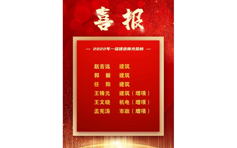 喜報 - 熱烈祝賀天華實業(yè)集團六名員工通過全國一級建造師執(zhí)業(yè)資格考試